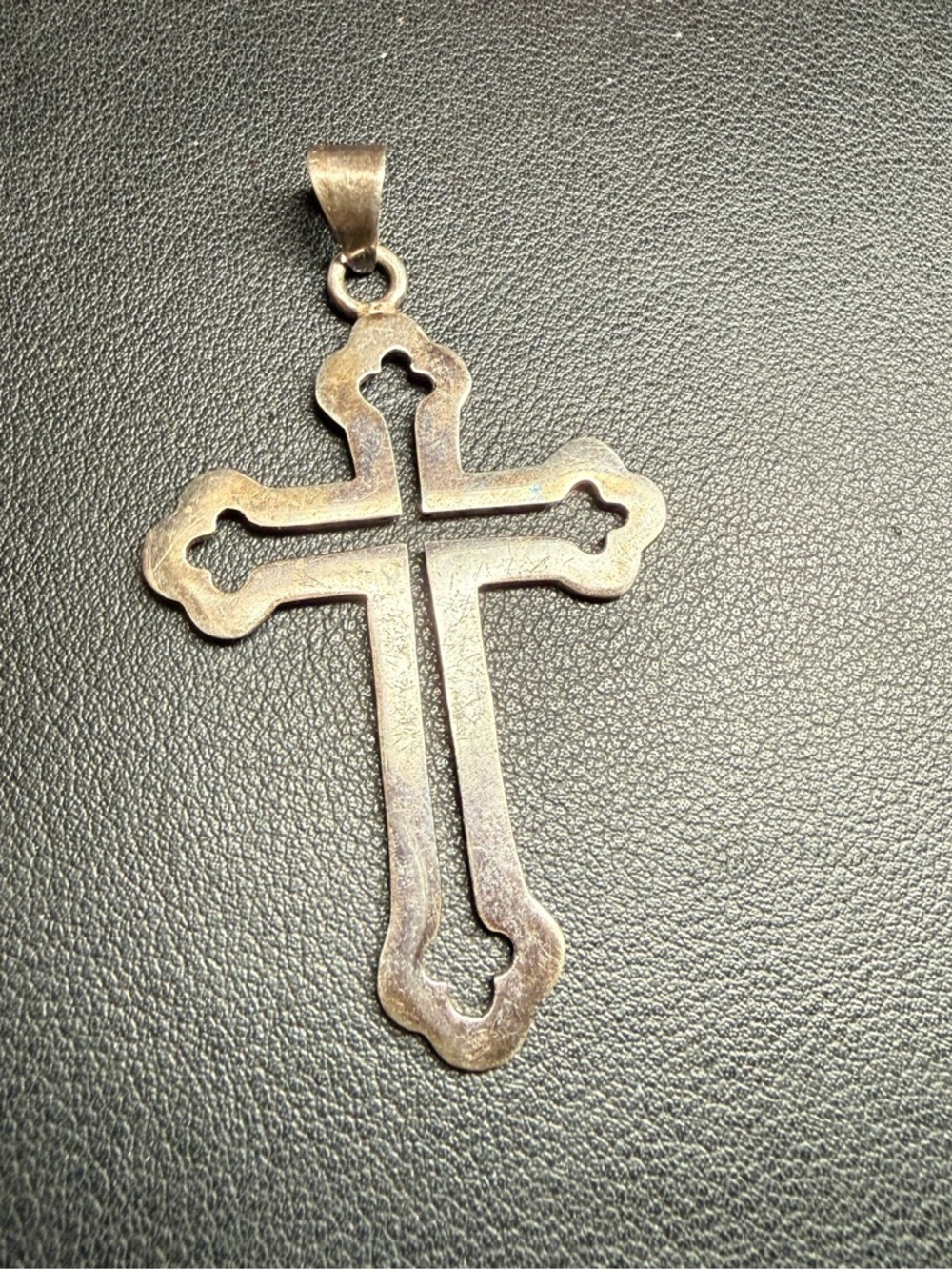 Vintage Sterling Large 2 3/4” Taxco Mexico 925 Cut Out Cross Pendant 9.9 grams